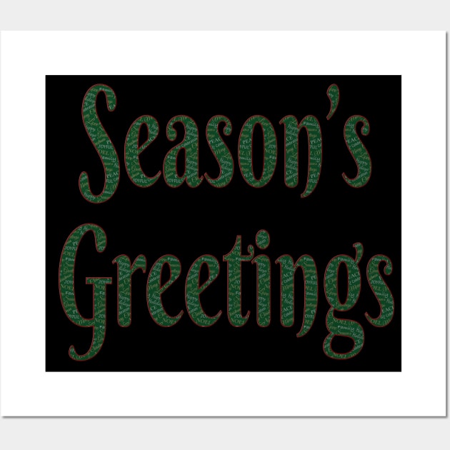 Season’s Greetings Open Lettering with Word Collage Wall Art by Deez Pixel Studio